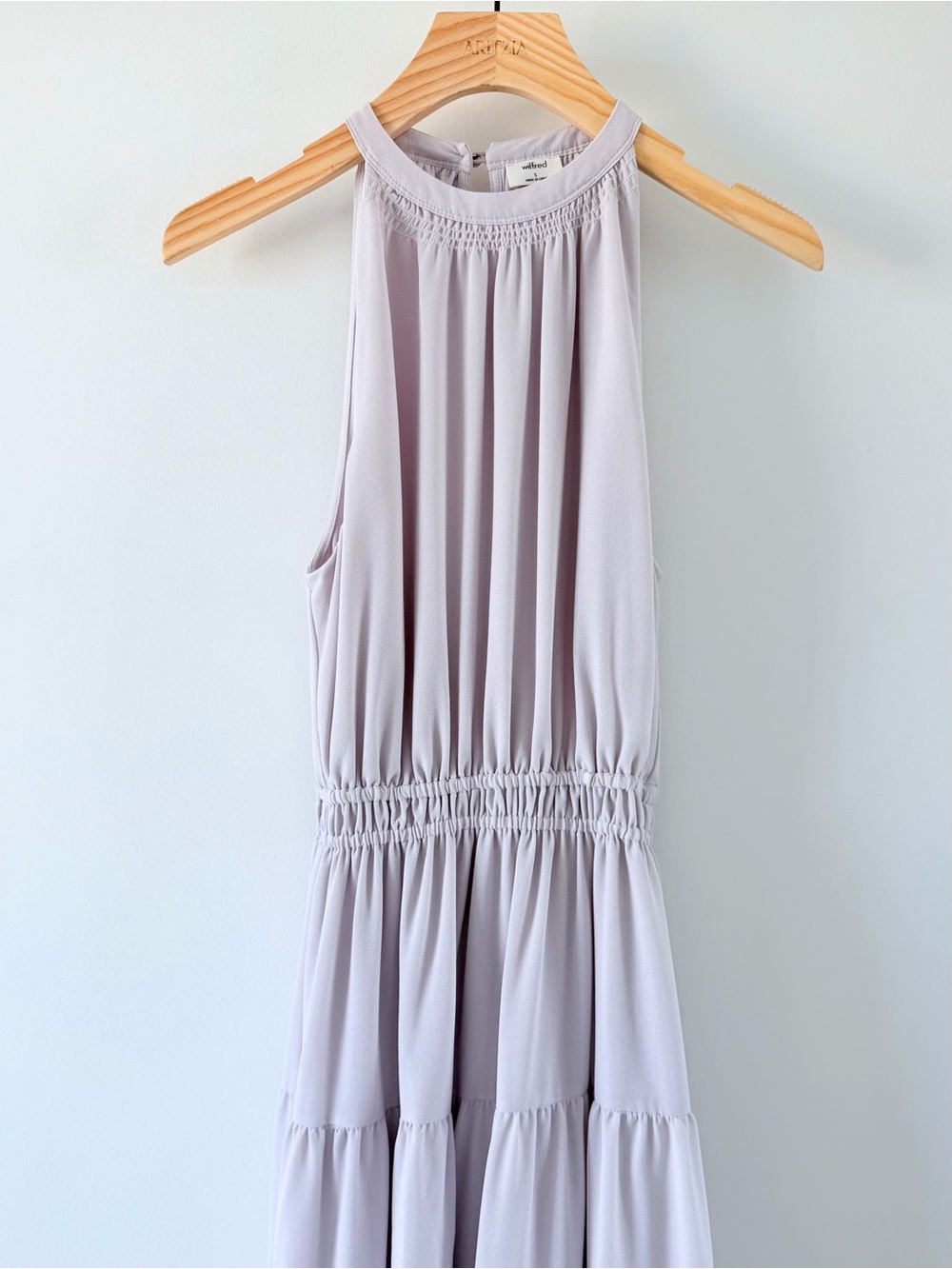 Aritzia Wilfred Effet Halter Midi Dress Blush Pink Tiered Flowy Size S - Picture 4 of 12